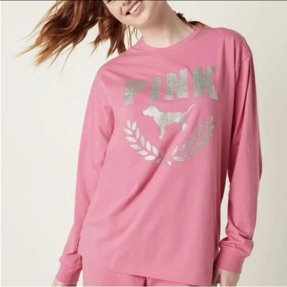 NWT VS PINK GLITTER LOGO SET - Picture 4 of 10